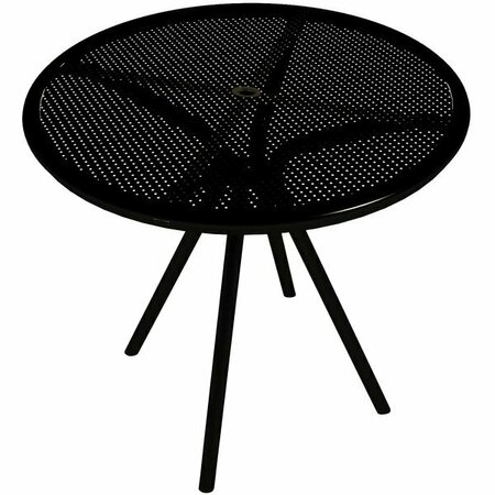 AMERICAN TABLES AND SEATING AB30 30'' Black Round Outdoor Table with Umbrella Hole 132AB30